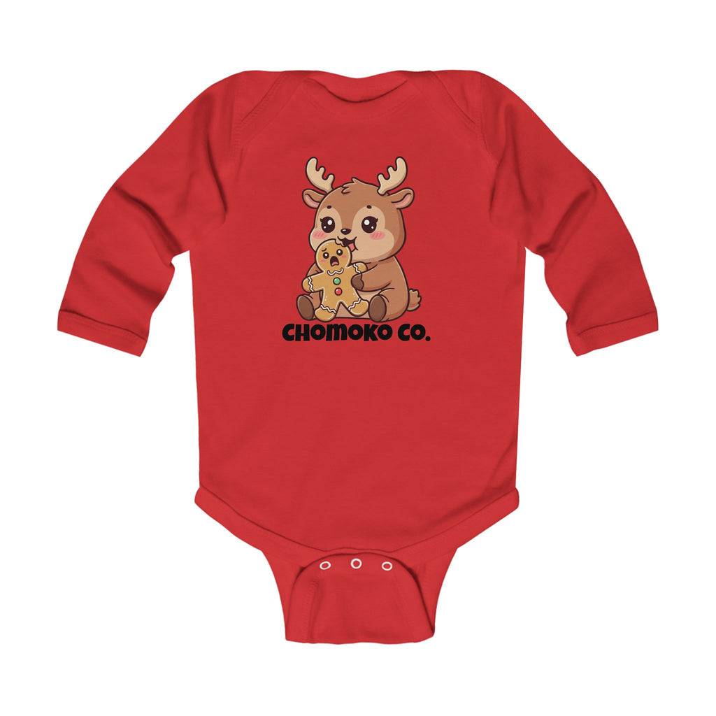 Haru eating a Gingerbread Man Infant Long Sleeve Bodysuit