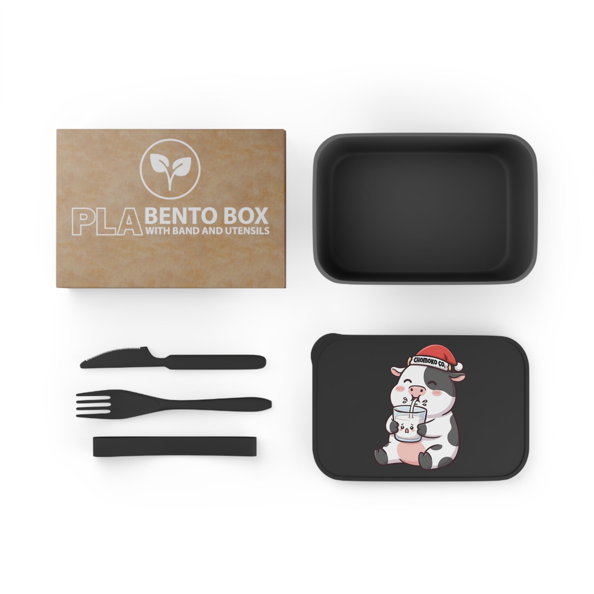 Kolby with Santa hat PLA Bento Box with Band and Utensils