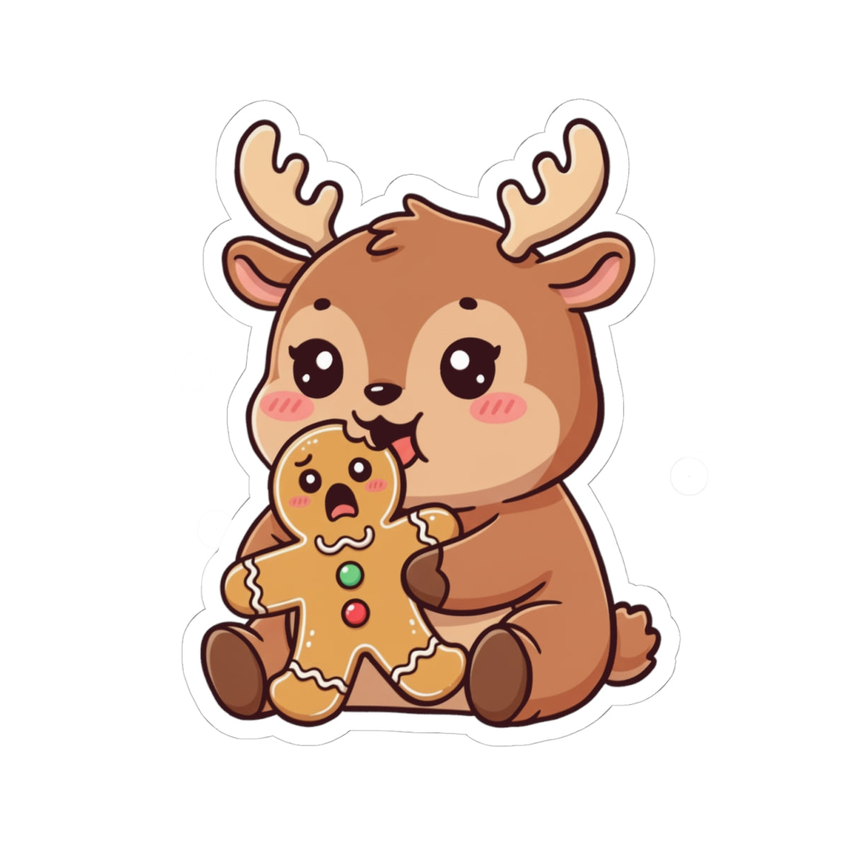 Haru eating a Gingerbread Man Kiss-Cut Sticker