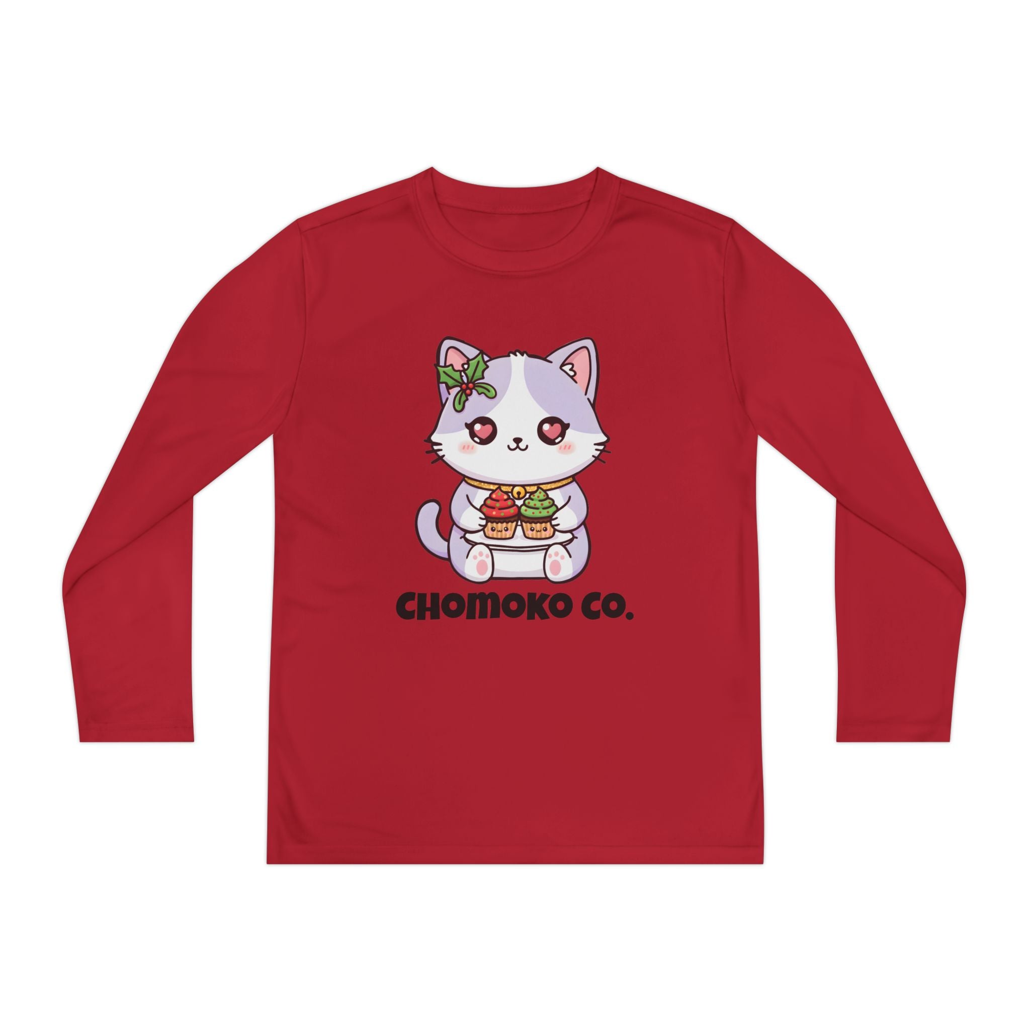 Nori with Christmas Cupcakes Youth Long Sleeve Competitor Tee