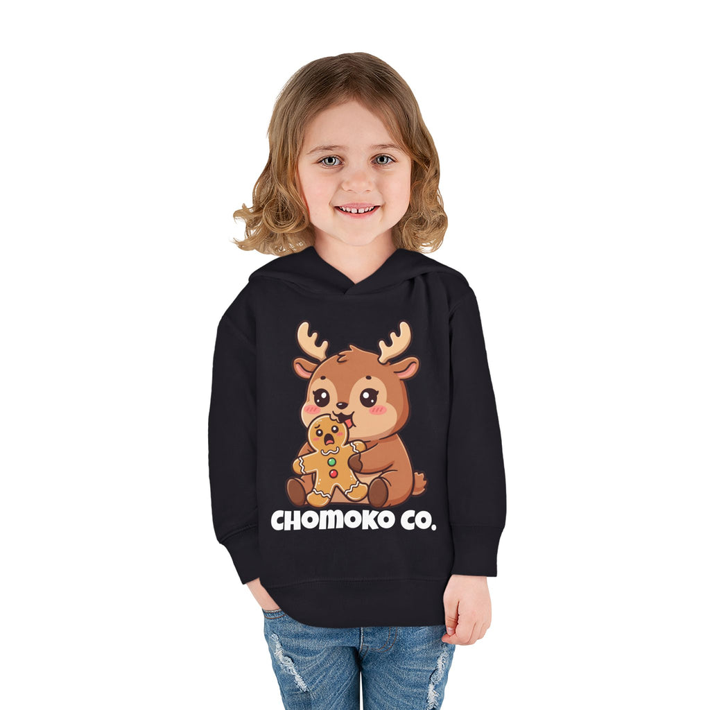 Haru eating a Gingerbread Man Toddler Pullover Fleece Hoodie