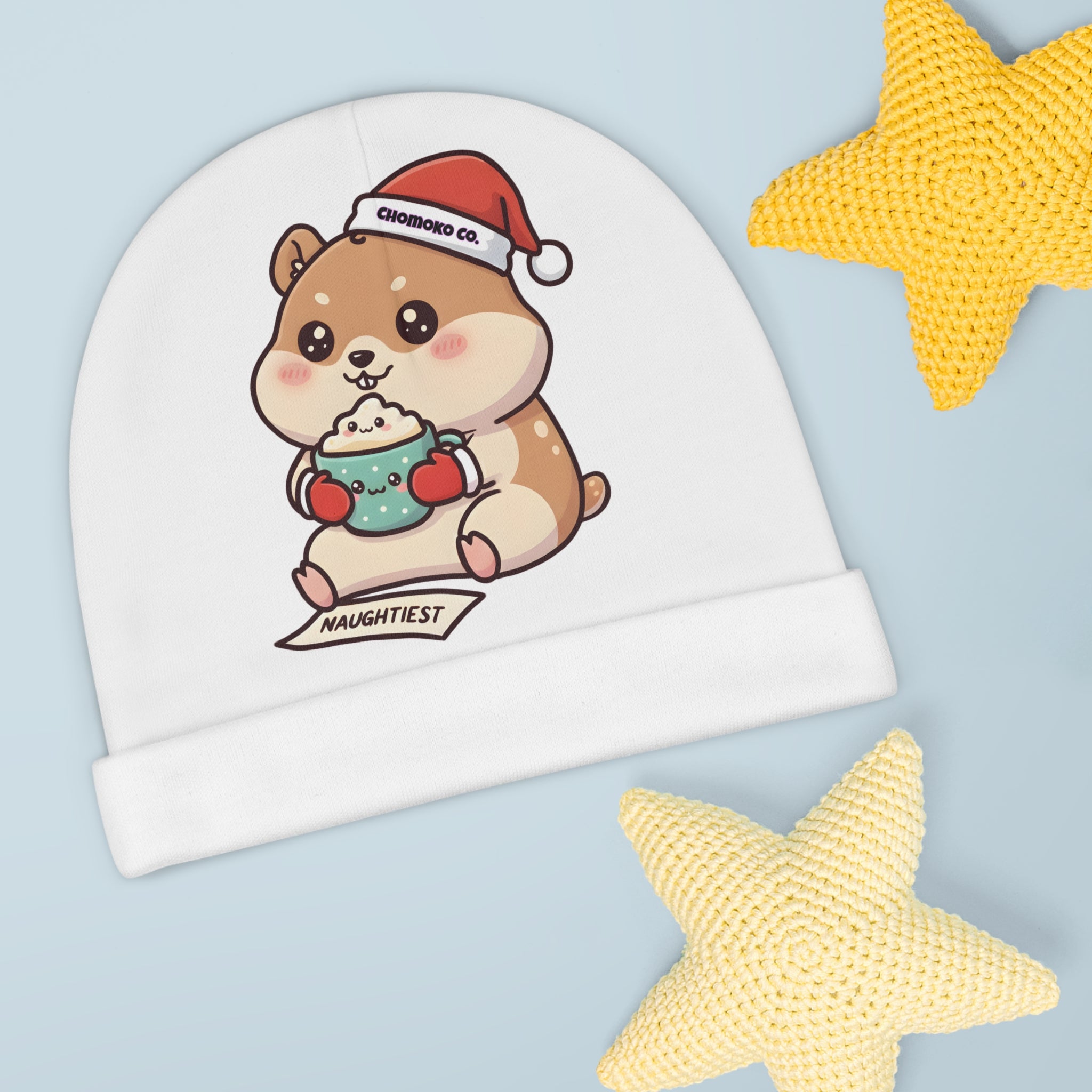 Atsu drinking Eggnog Baby Beanie