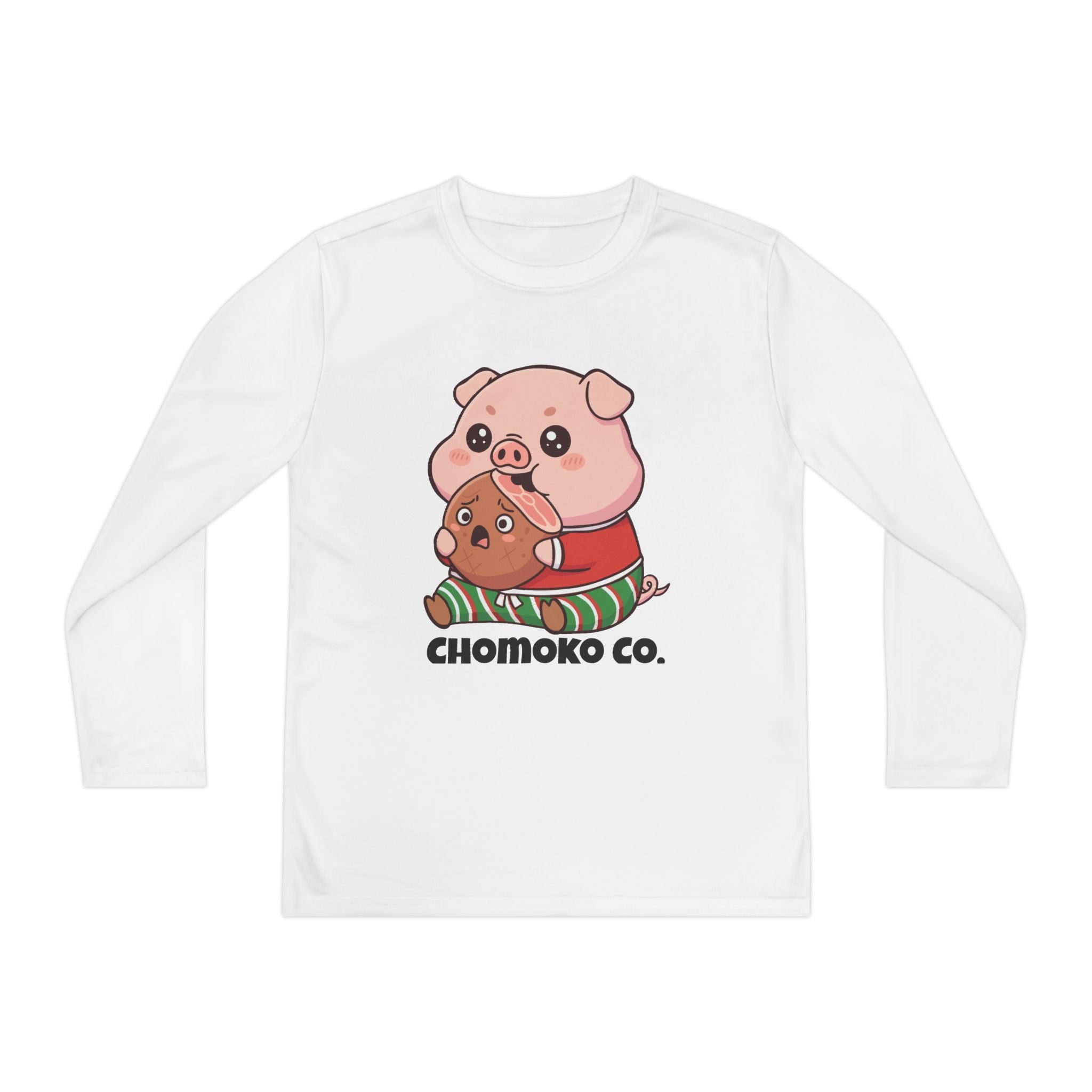 Okui in Christmas pajamas Youth Long Sleeve Competitor Tee