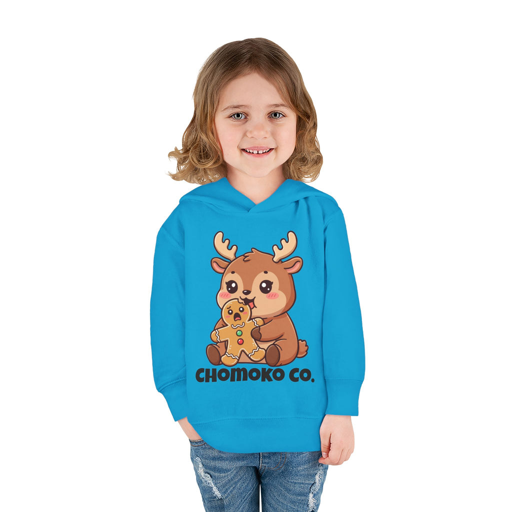Haru eating a Gingerbread Man Toddler Pullover Fleece Hoodie