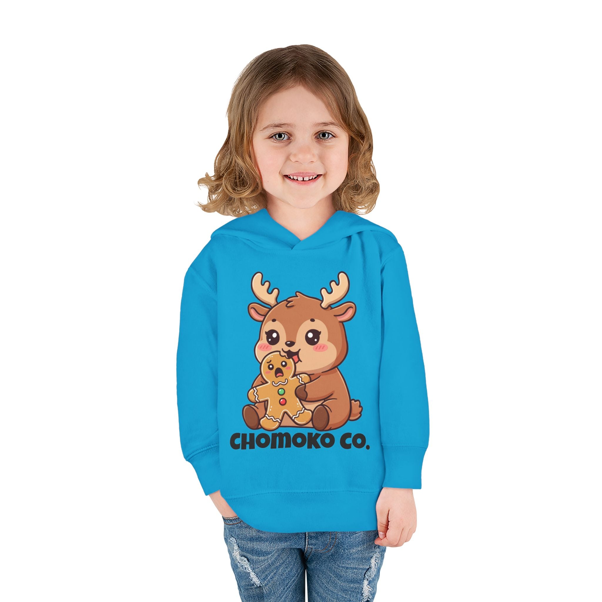Haru eating a Gingerbread Man Toddler Pullover Fleece Hoodie