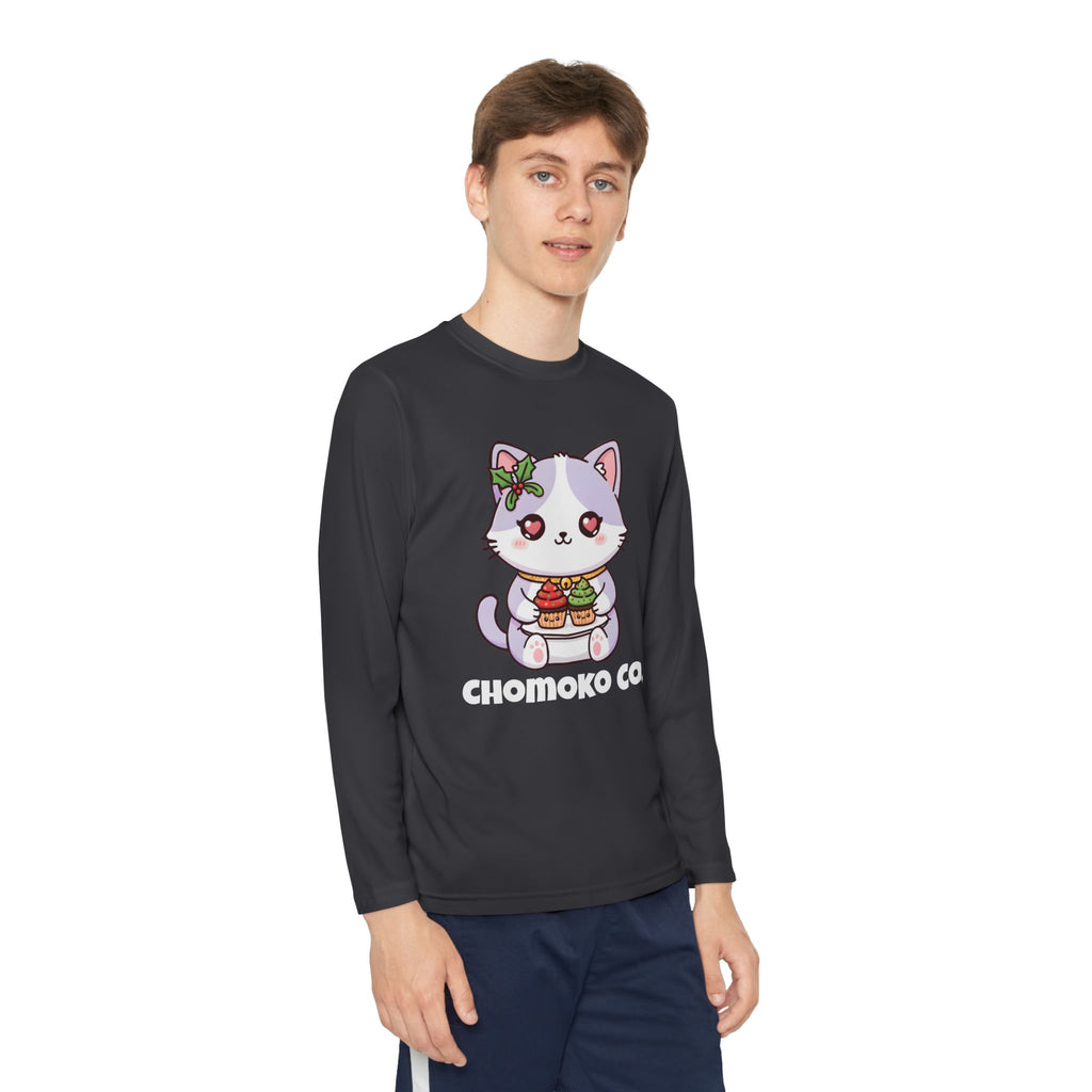 Nori with Christmas Cupcakes Youth Long Sleeve Competitor Tee