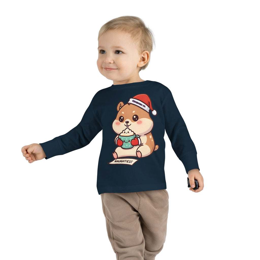 Atsu drinking Eggnog Toddler Long Sleeve Tee
