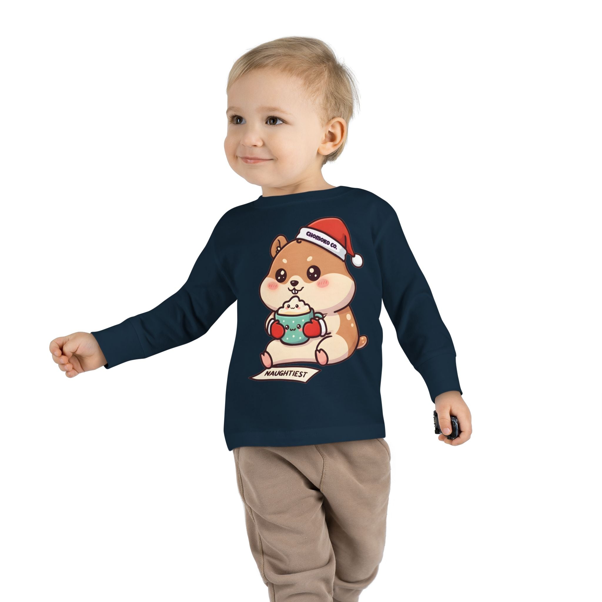 Atsu drinking Eggnog Toddler Long Sleeve Tee