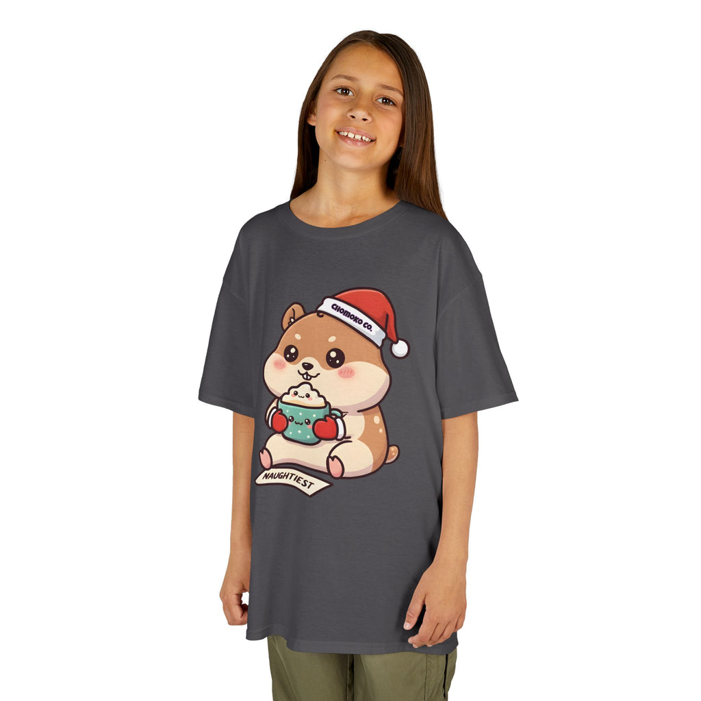 Atsu drinking Eggnog Kids Heavy Cotton™ Tee