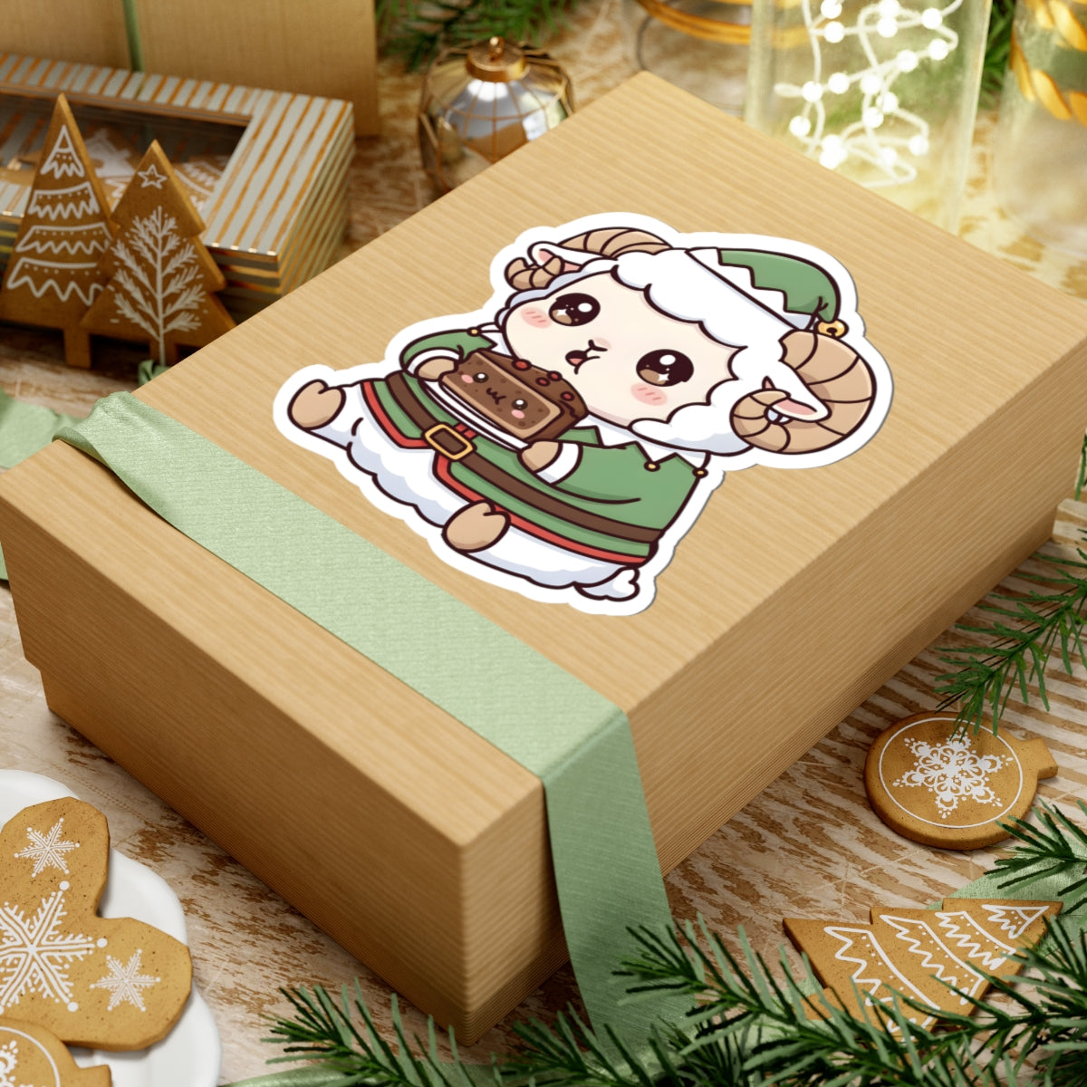 Bashi in an elf costume Kiss-Cut Sticker