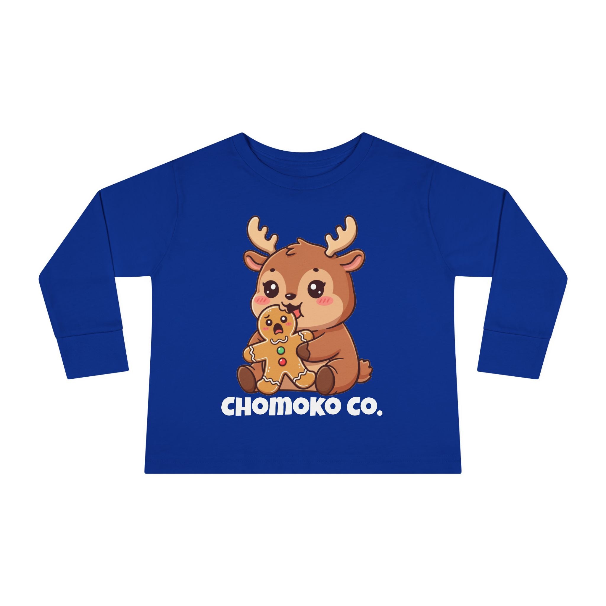Haru eating a Gingerbread Man Toddler Long Sleeve Tee