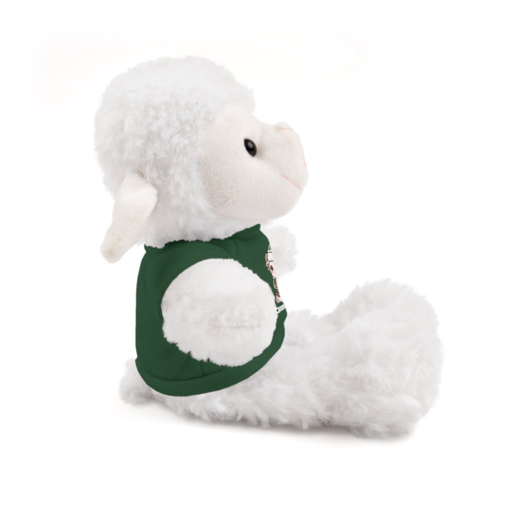 Bashi eating Christmas cake Plush Teddy Bear with Graphic Tee – Cute Chibi Character "Chomoko Co."