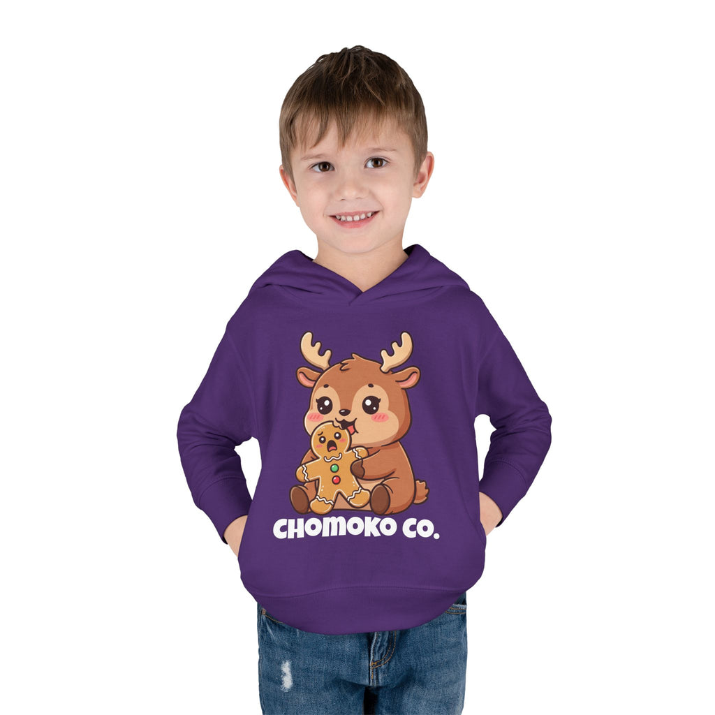 Haru eating a Gingerbread Man Toddler Pullover Fleece Hoodie