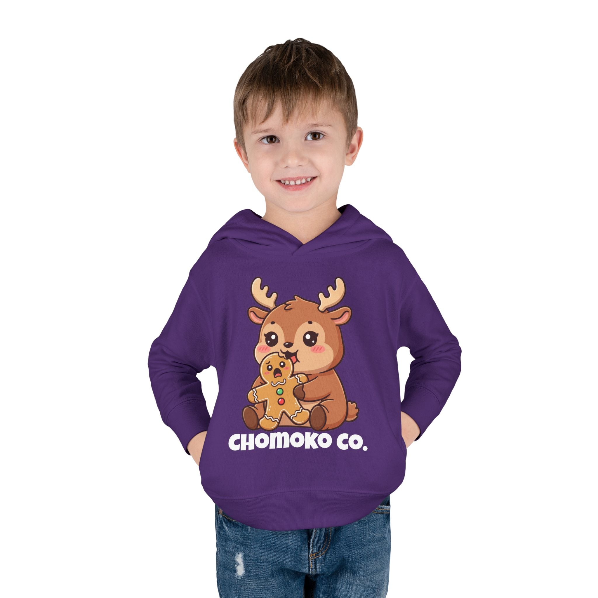 Haru eating a Gingerbread Man Toddler Pullover Fleece Hoodie