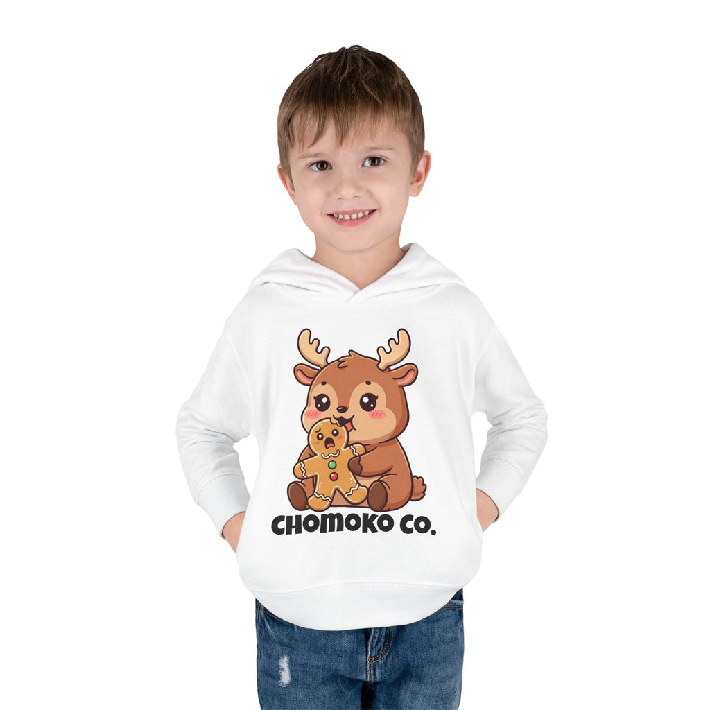 Haru eating a Gingerbread Man Toddler Pullover Fleece Hoodie