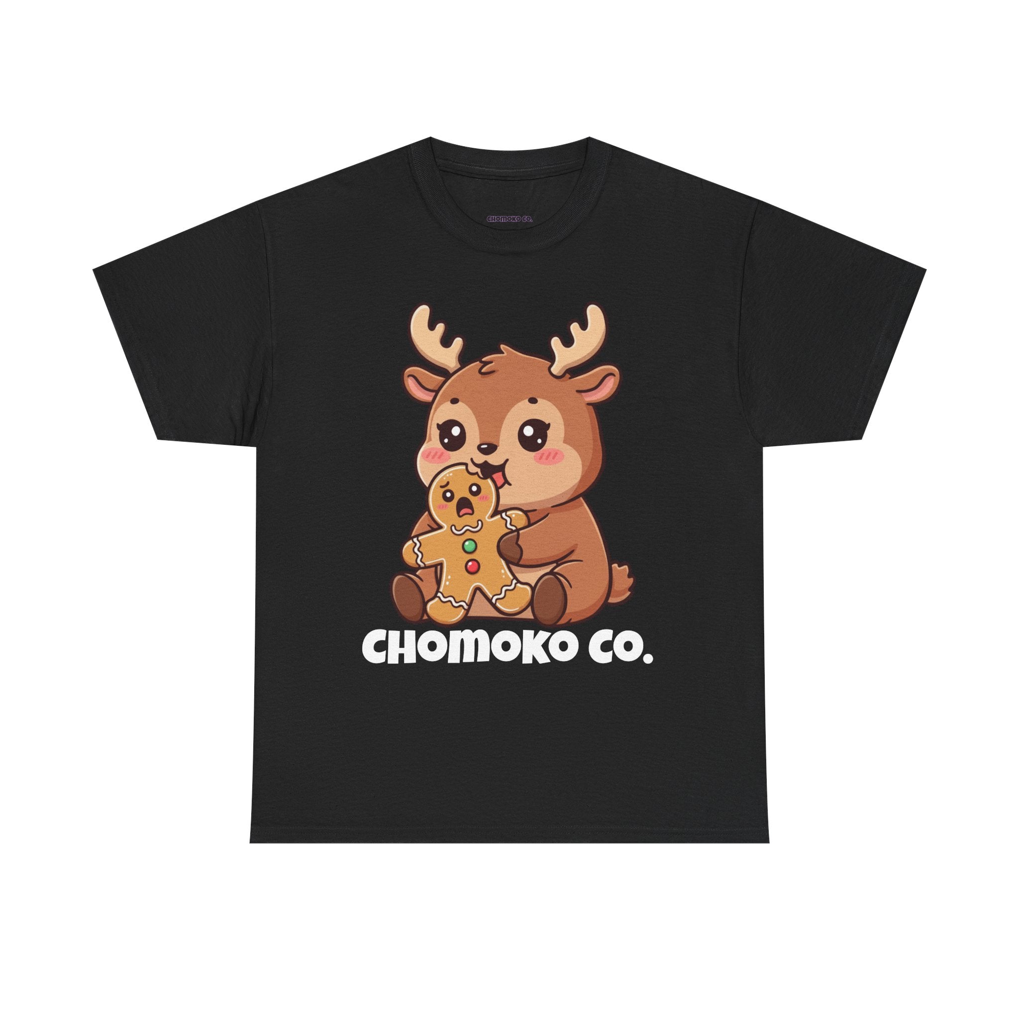 Haru eating a Gingerbread Man Sharing Tee | Christmas Cute Holiday Shirt
