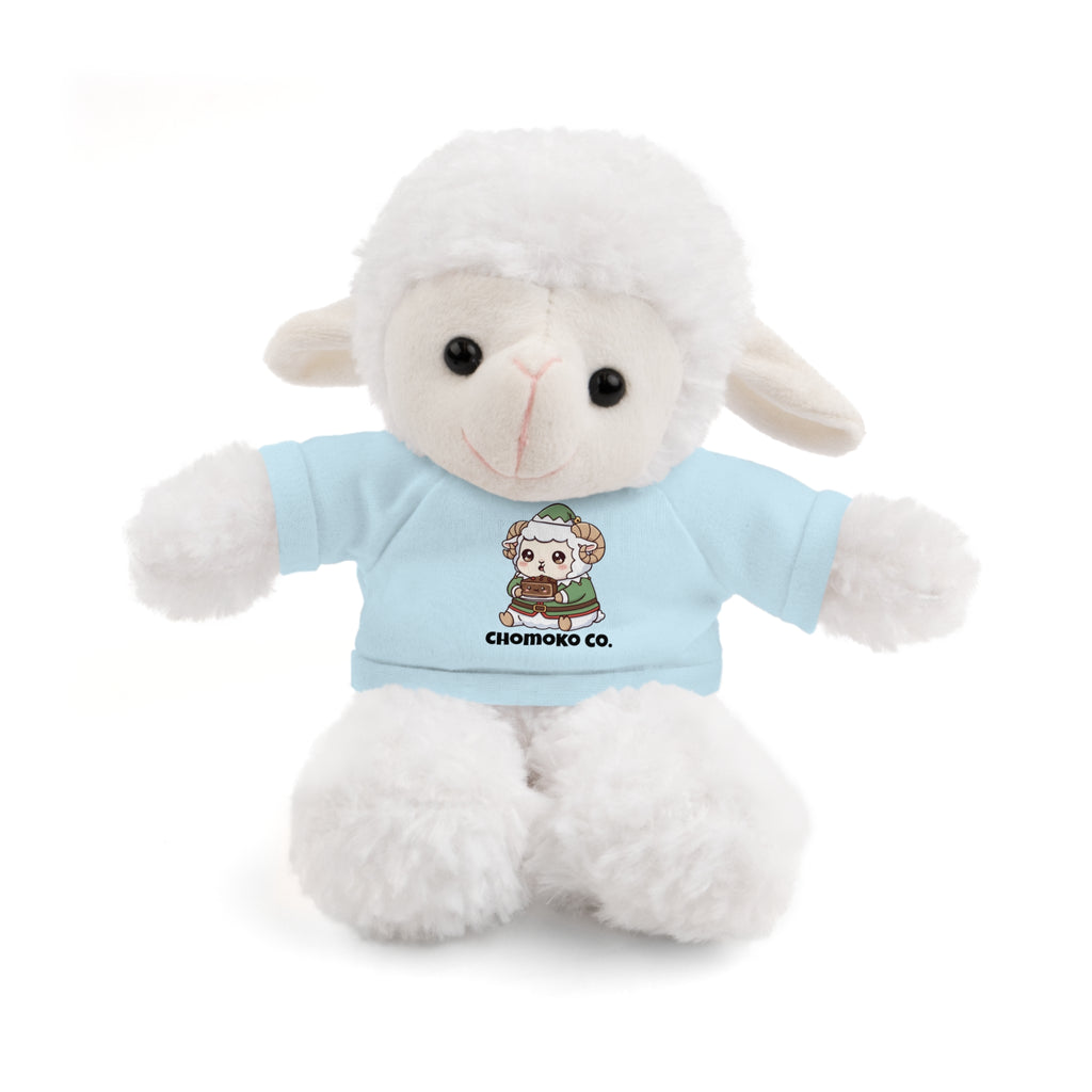 Bashi eating Christmas cake Plush Teddy Bear with Graphic Tee – Cute Chibi Character "Chomoko Co."