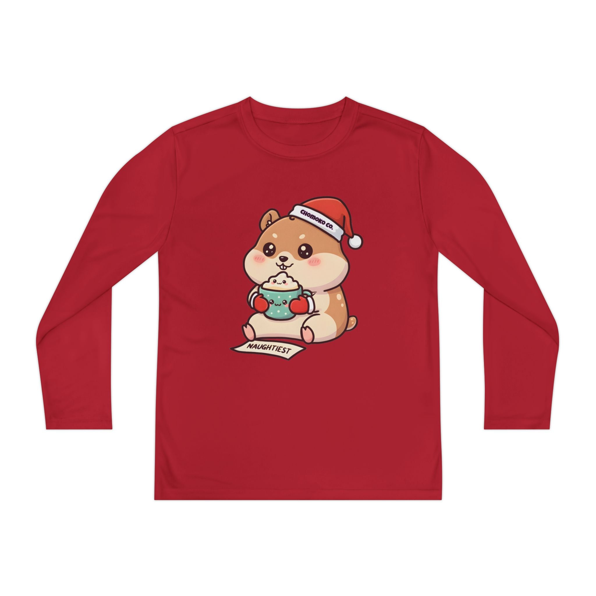 Atsu drinking Eggnog Youth Long Sleeve Competitor Tee