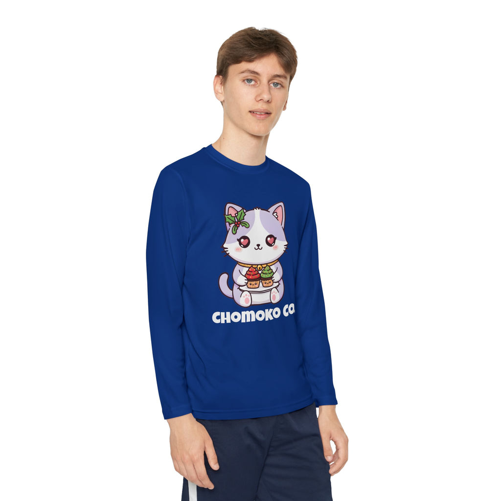 Nori with Christmas Cupcakes Youth Long Sleeve Competitor Tee