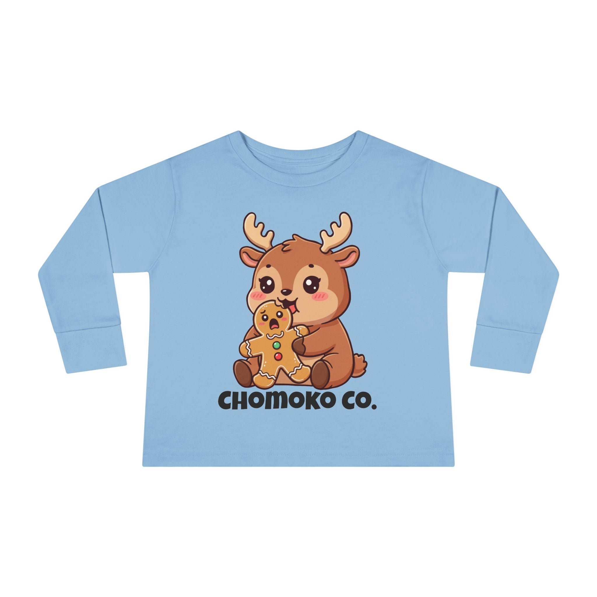 Haru eating a Gingerbread Man Toddler Long Sleeve Tee