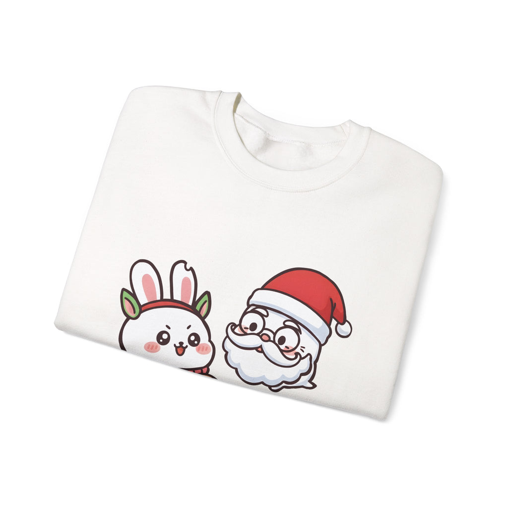 Chomoko with Oji dressed as Santa Cookie Plate Sweatshirt | CHOMOKO CO.