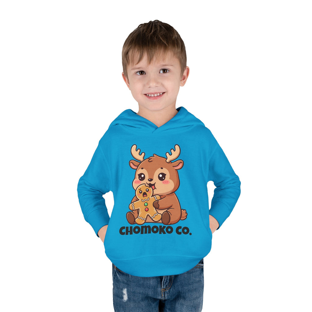 Haru eating a Gingerbread Man Toddler Pullover Fleece Hoodie