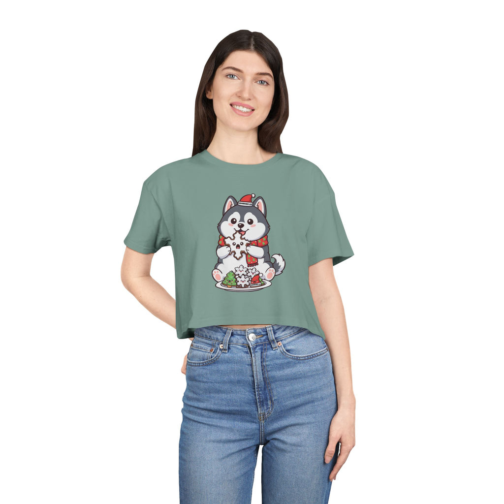 Koda eating Sugar cookies Women's Crop Tee