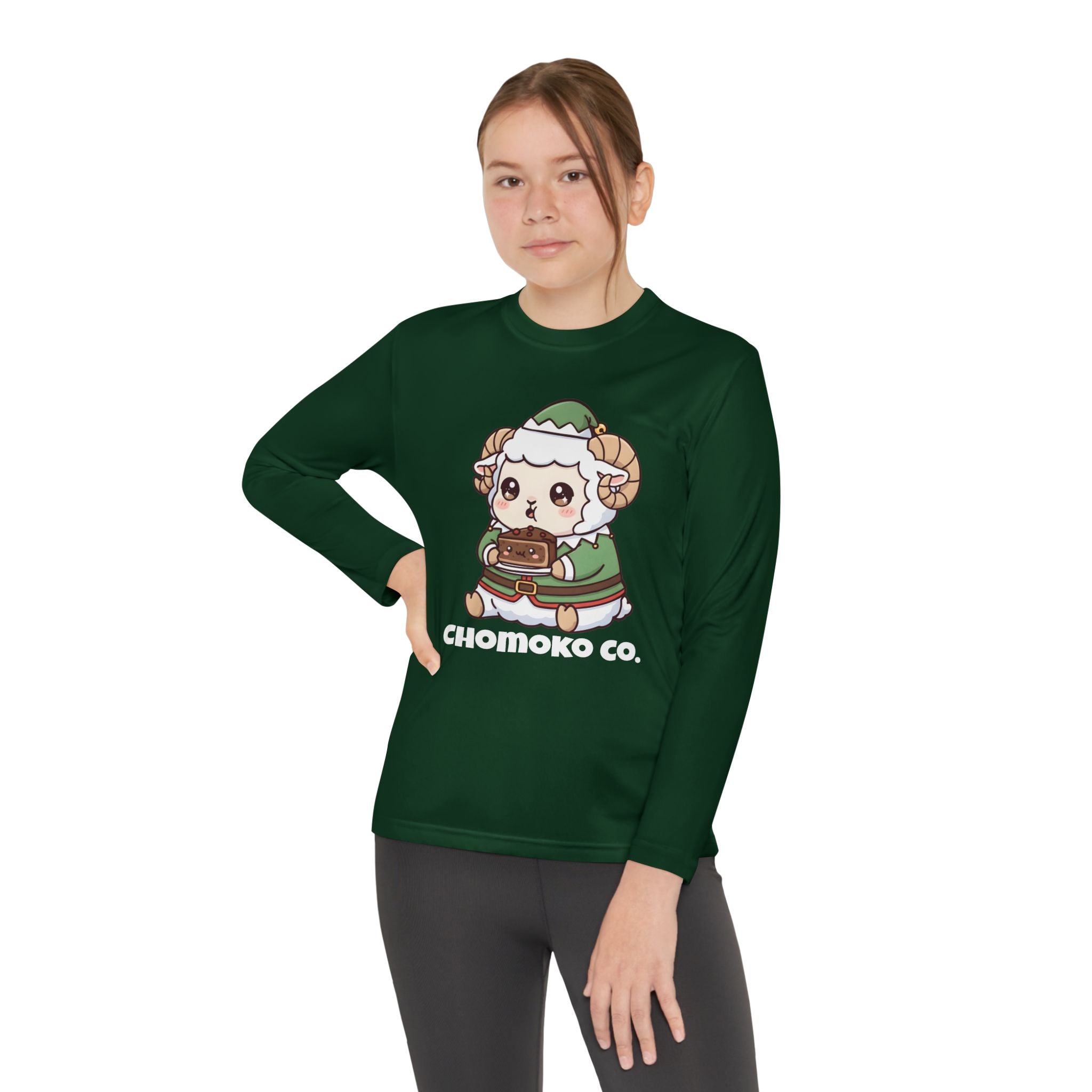 Bashi in an elf costume Youth Long Sleeve Competitor Tee