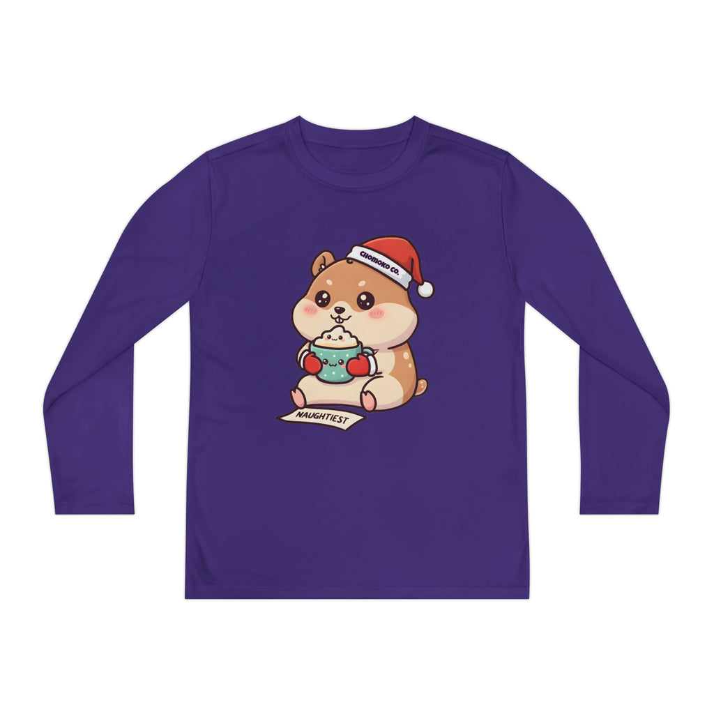 Atsu drinking Eggnog Youth Long Sleeve Competitor Tee