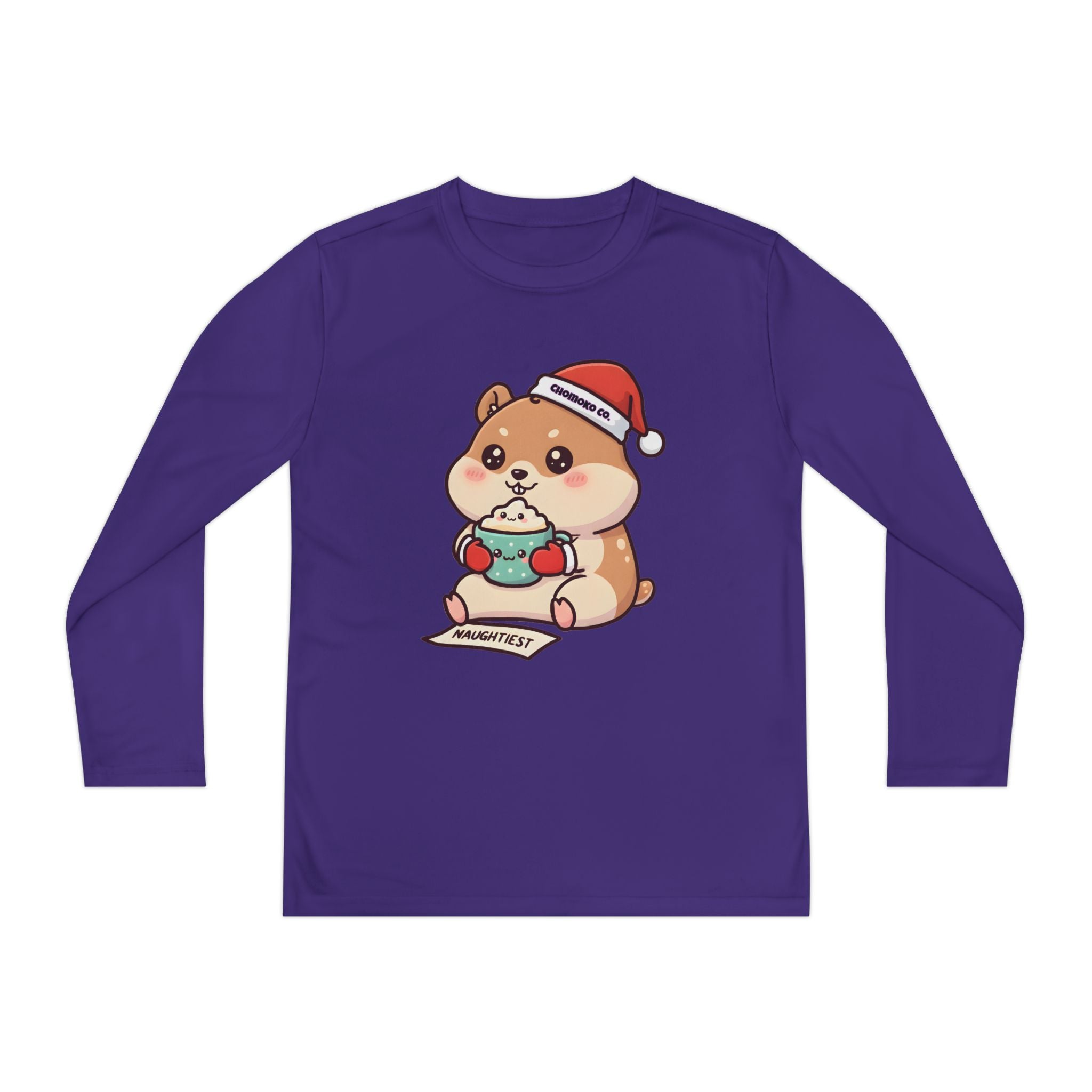 Atsu drinking Eggnog Youth Long Sleeve Competitor Tee