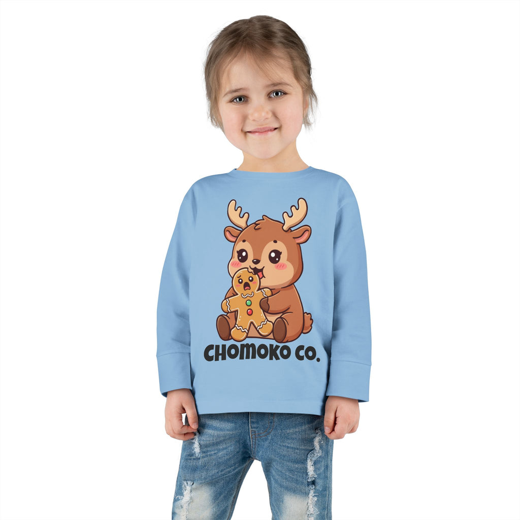 Haru eating a Gingerbread Man Toddler Long Sleeve Tee