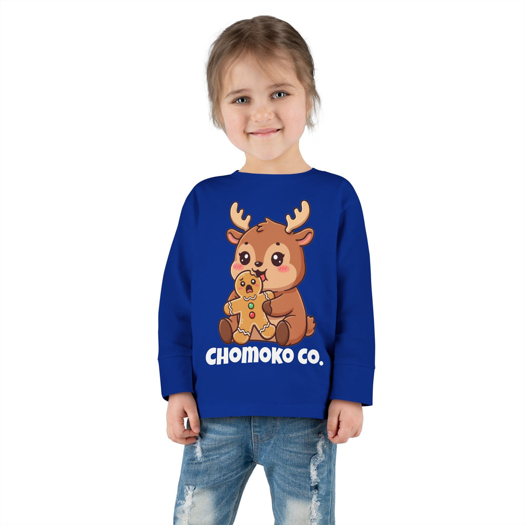 Haru eating a Gingerbread Man Toddler Long Sleeve Tee