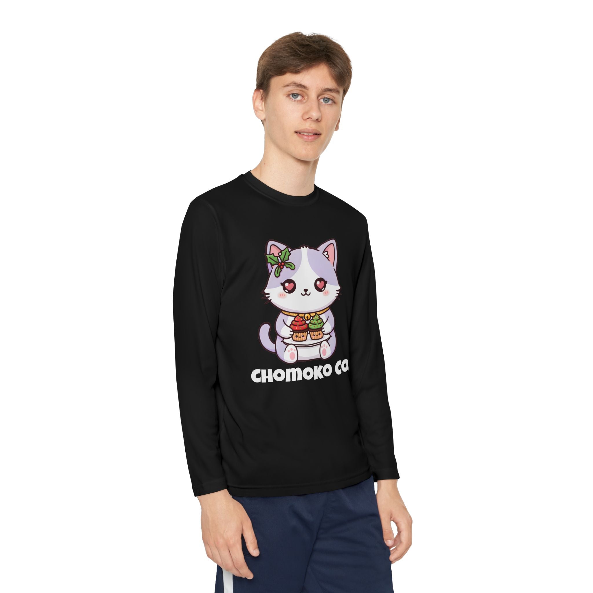Nori with Christmas Cupcakes Youth Long Sleeve Competitor Tee
