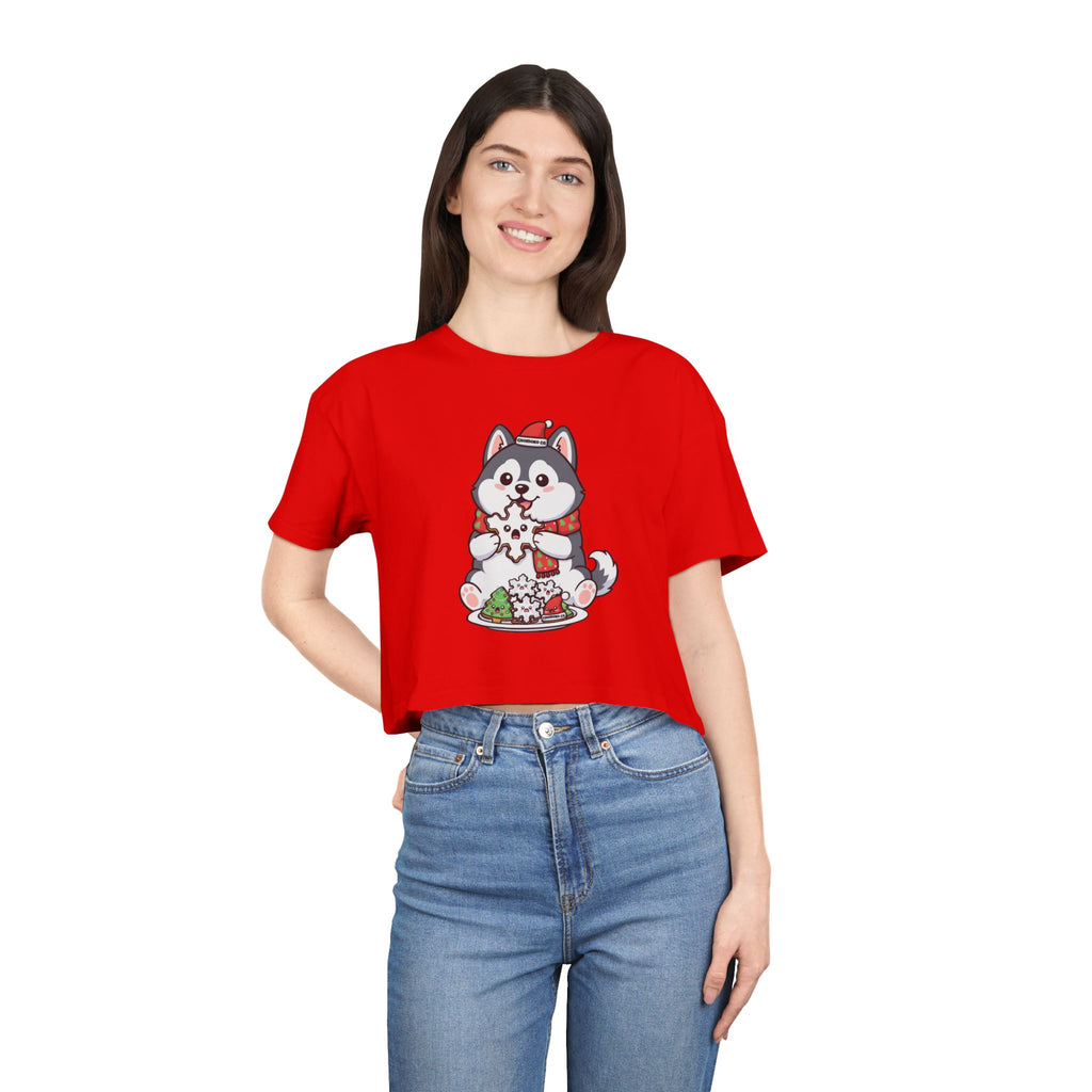 Koda eating Sugar cookies Women's Crop Tee