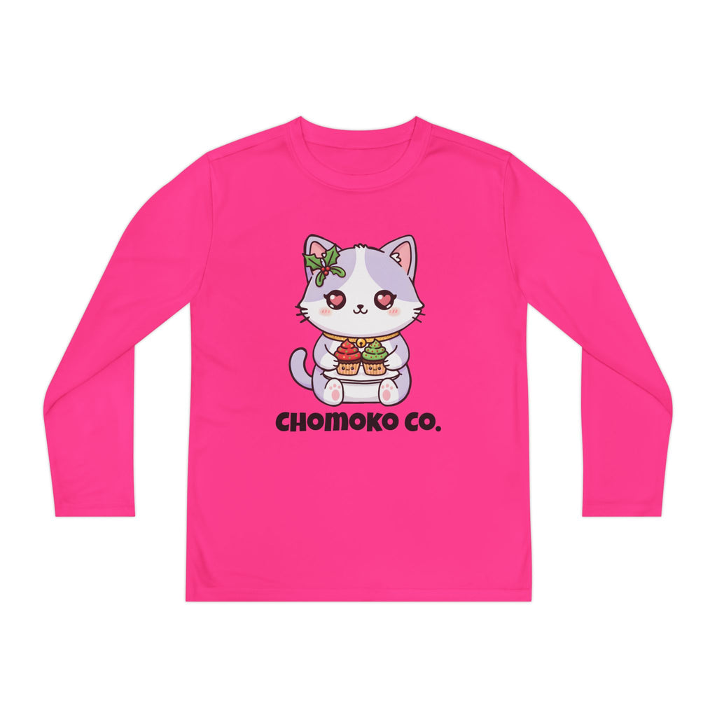 Nori with Christmas Cupcakes Youth Long Sleeve Competitor Tee