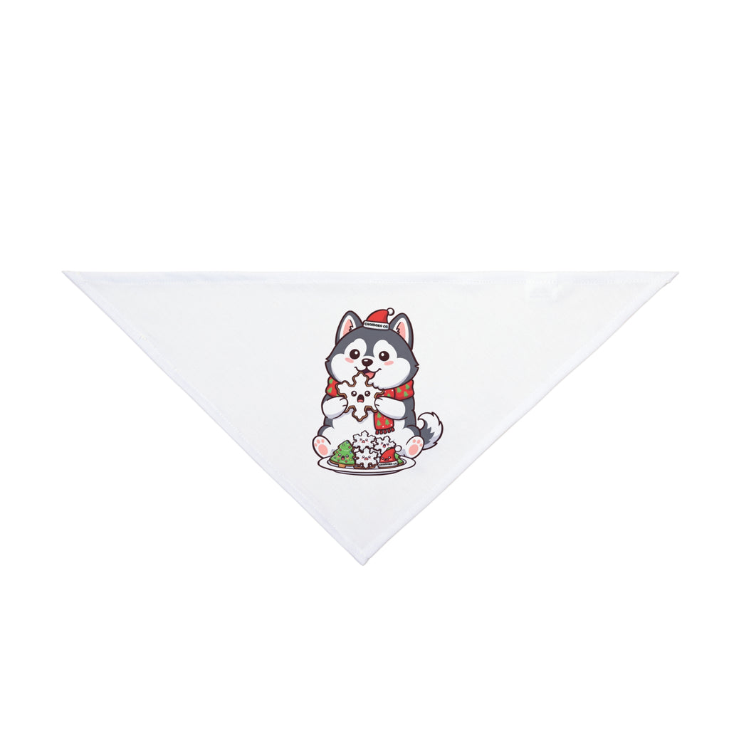 Koda eating Christmas Sugar Cookies Pet Bandana