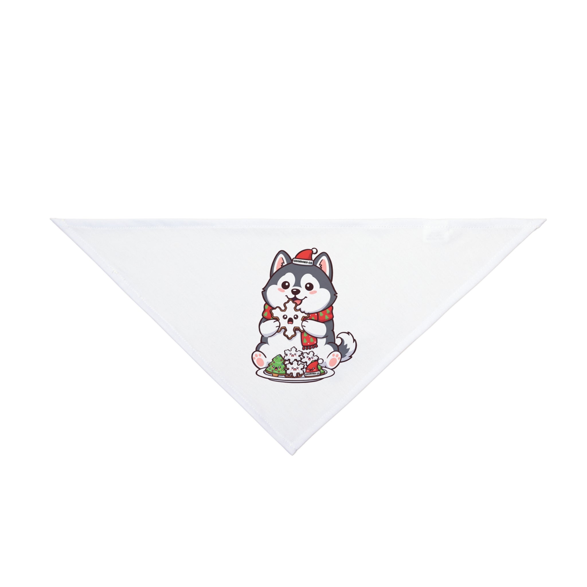 Koda eating Christmas Sugar Cookies Pet Bandana