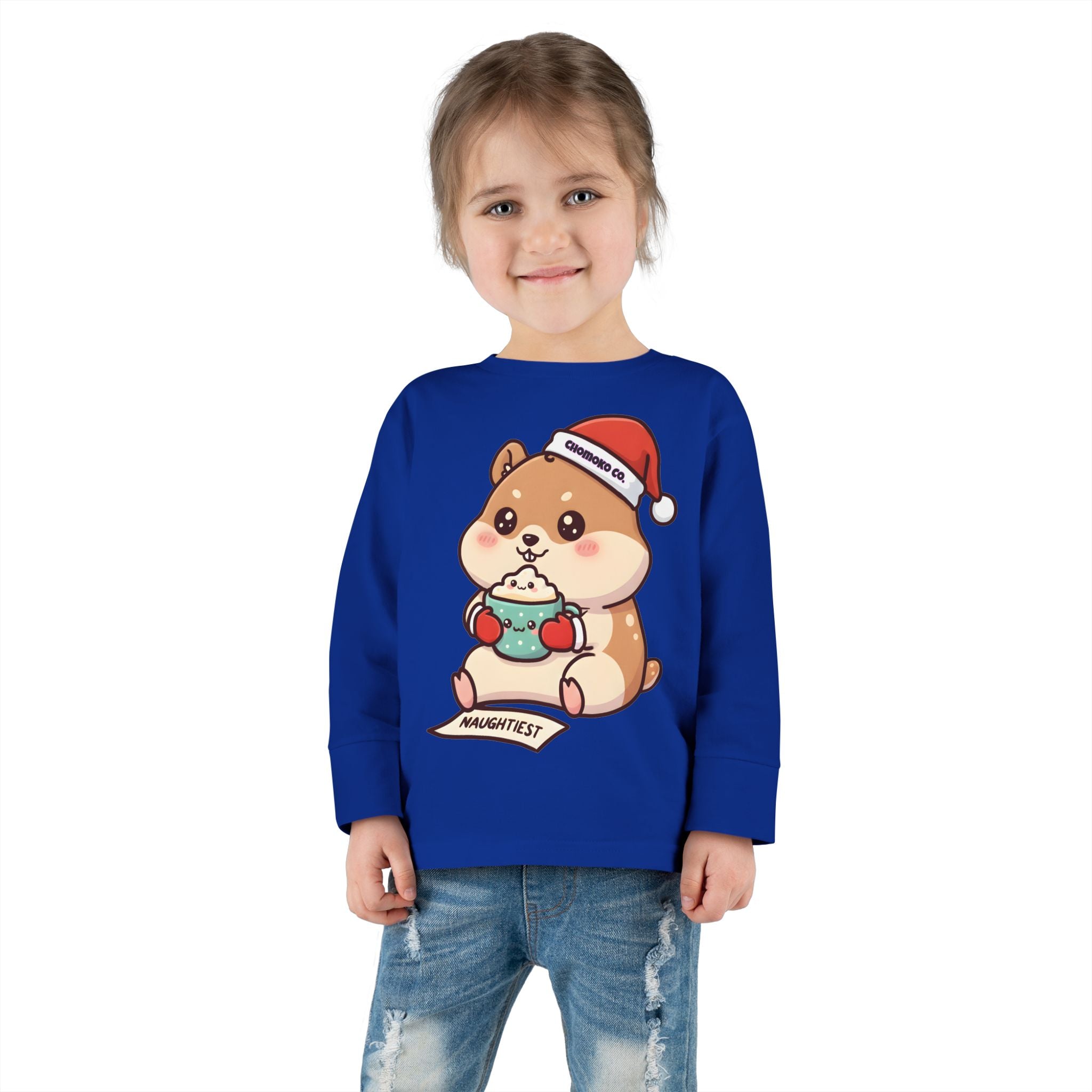 Atsu drinking Eggnog Toddler Long Sleeve Tee