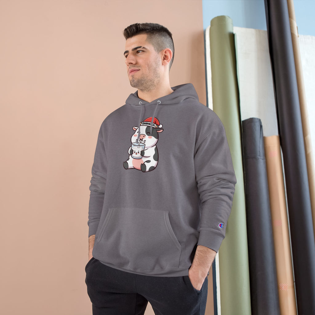 Kolby with Santa hat Champion Hoodie