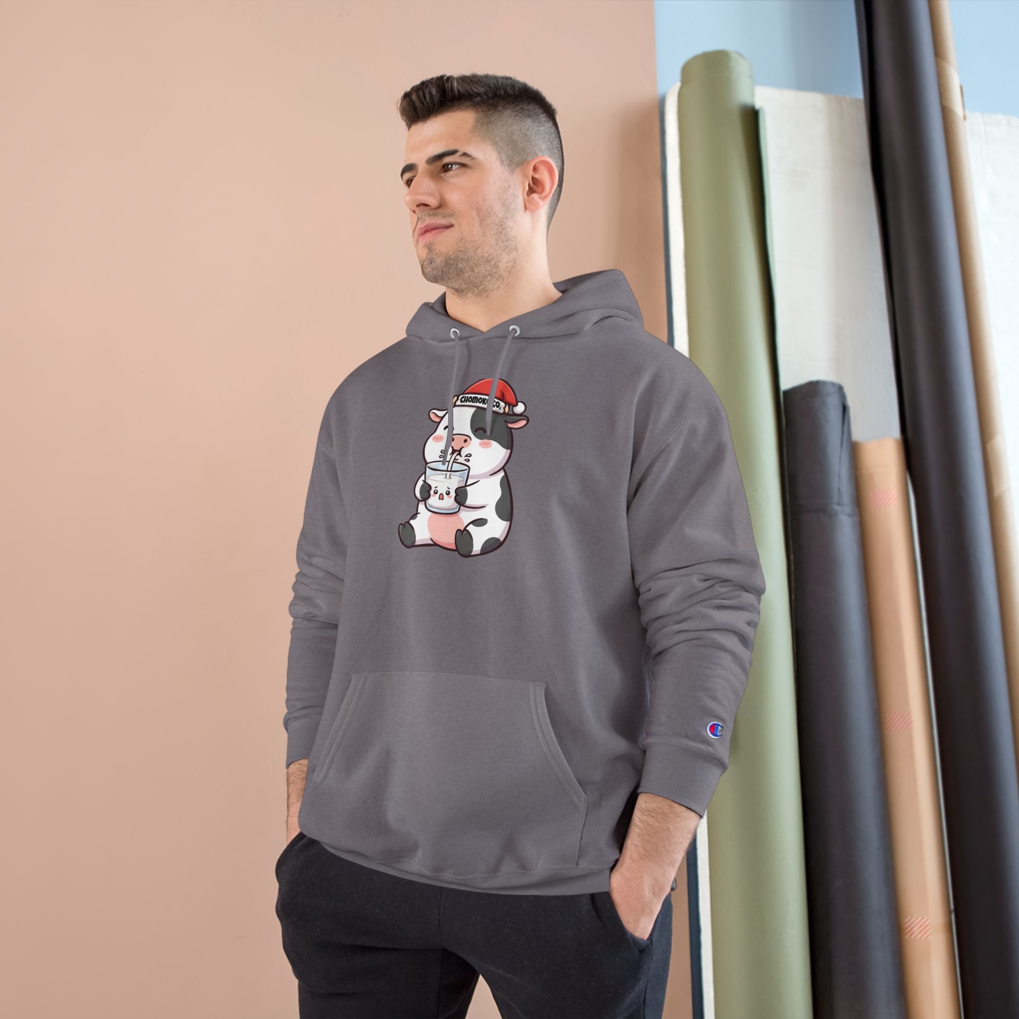 Kolby with Santa hat Champion Hoodie