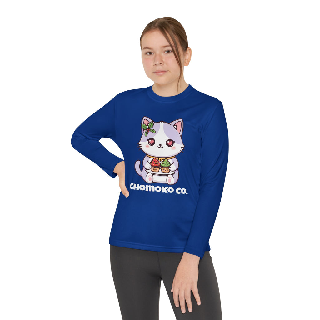 Nori with Christmas Cupcakes Youth Long Sleeve Competitor Tee