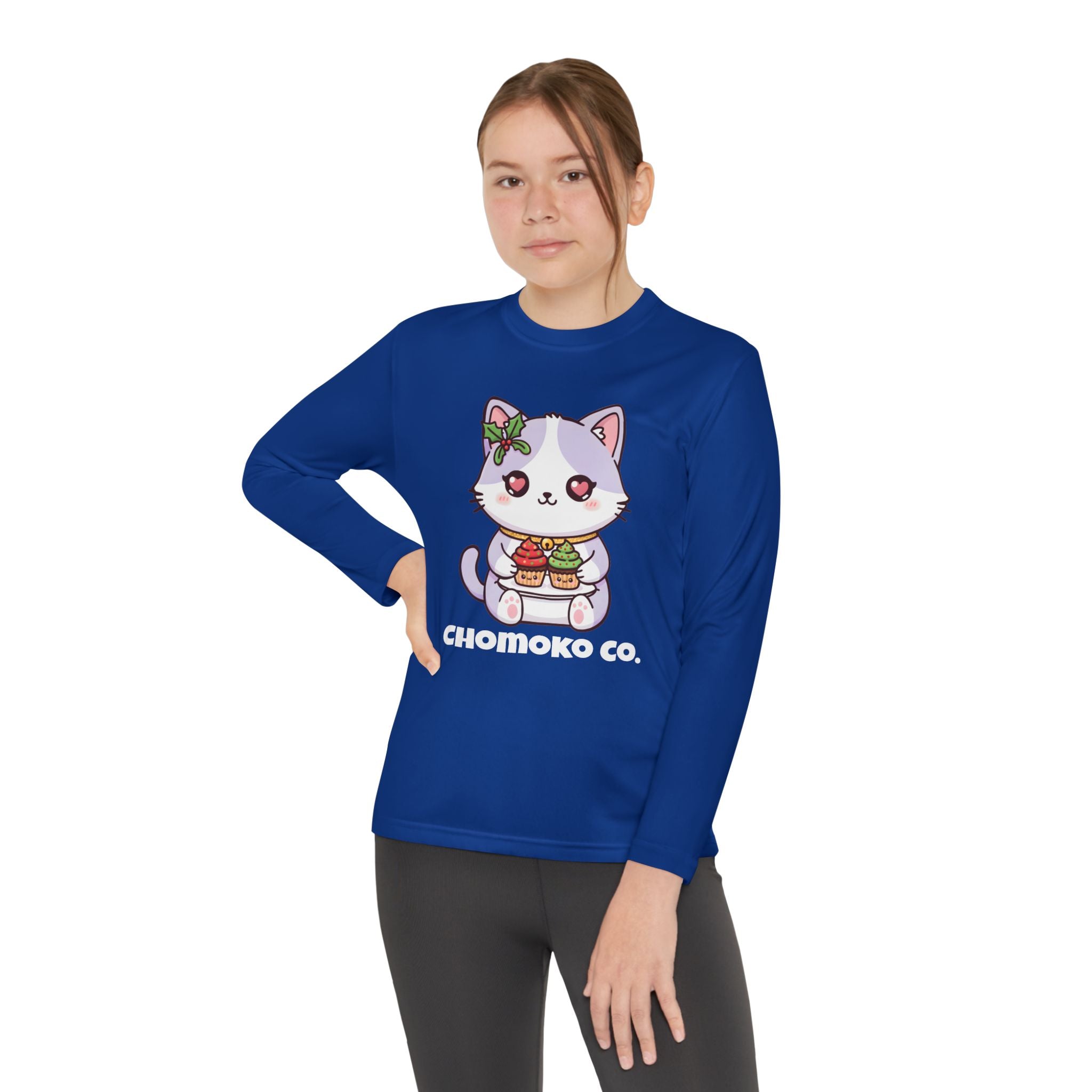Nori with Christmas Cupcakes Youth Long Sleeve Competitor Tee