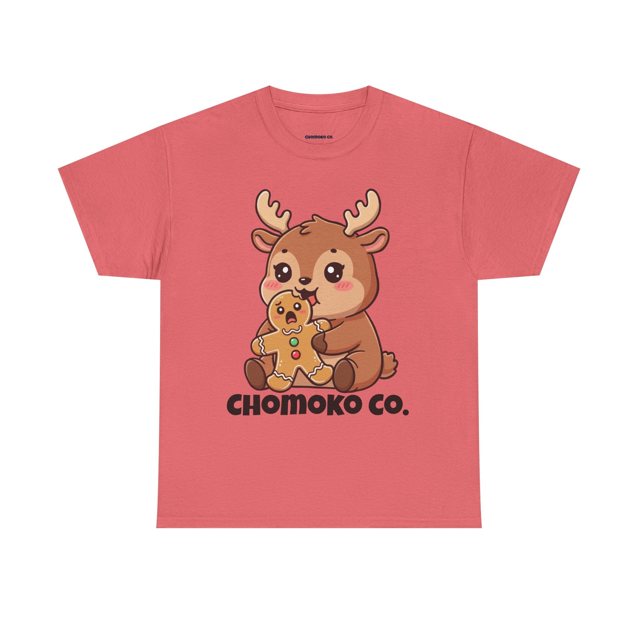 Haru eating a Gingerbread Man Sharing Tee | Christmas Cute Holiday Shirt
