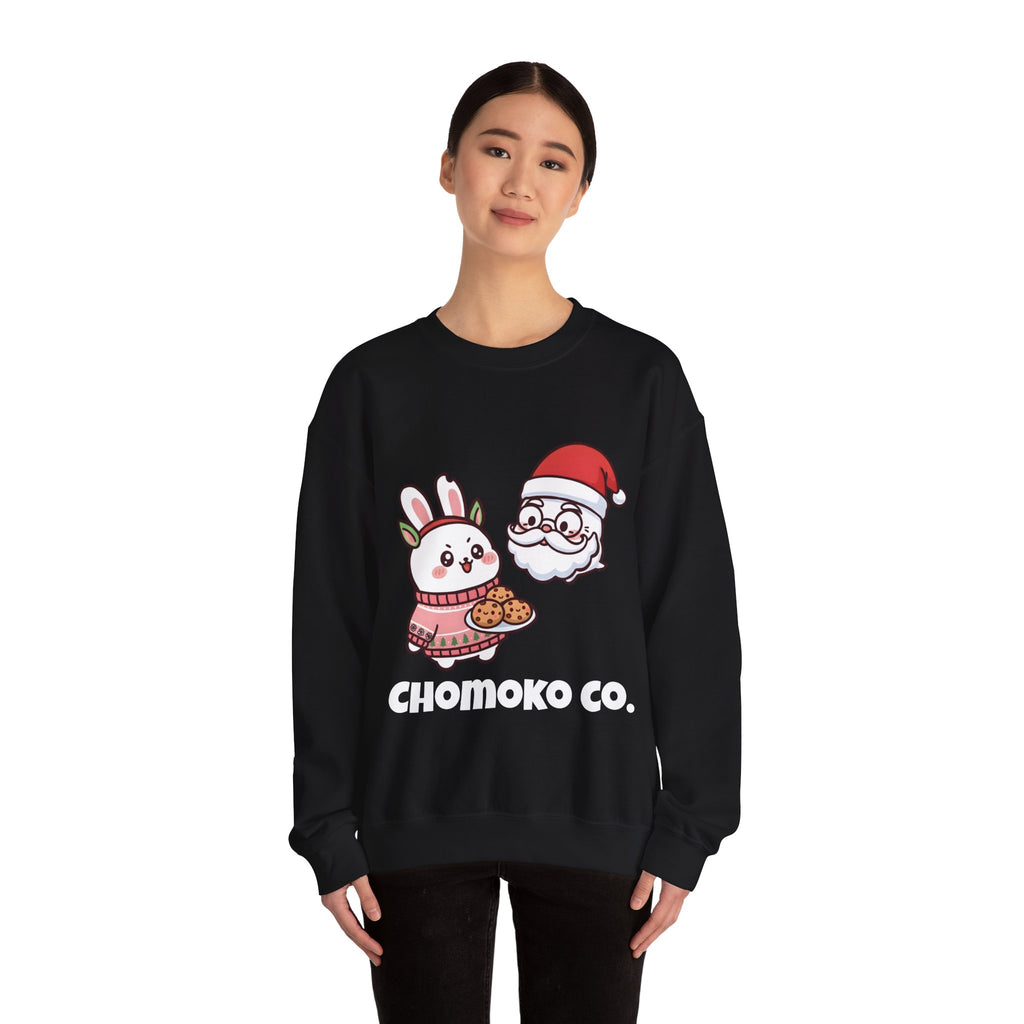 Chomoko with Oji dressed as Santa Cookie Plate Sweatshirt | CHOMOKO CO.