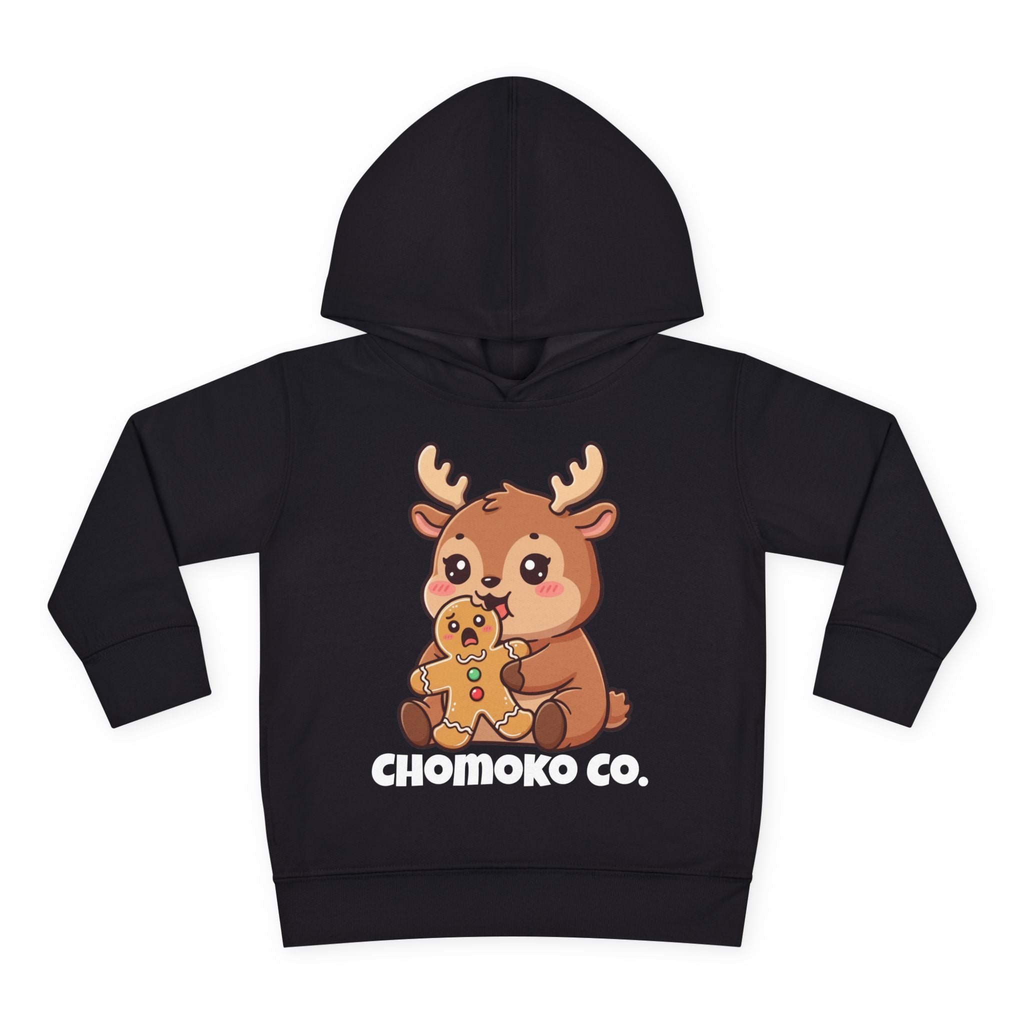 Haru eating a Gingerbread Man Toddler Pullover Fleece Hoodie