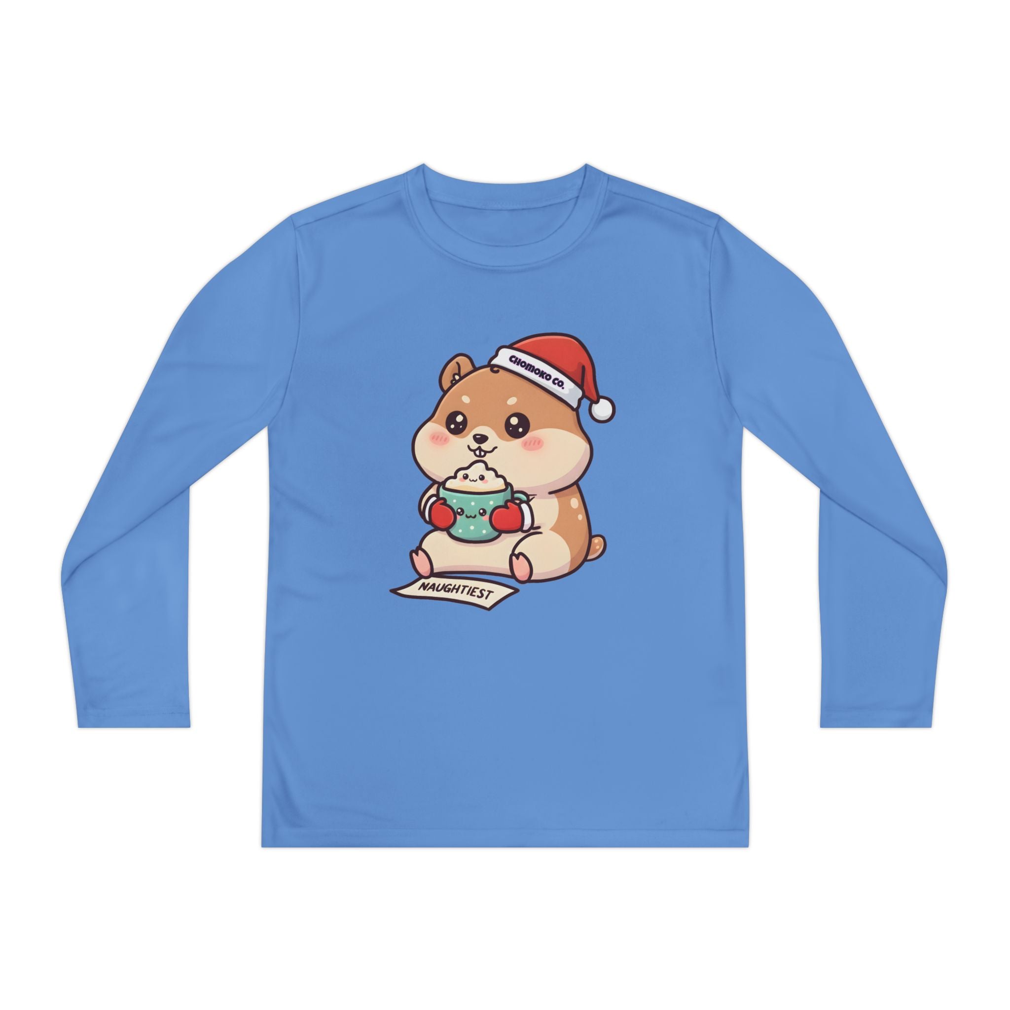 Atsu drinking Eggnog Youth Long Sleeve Competitor Tee