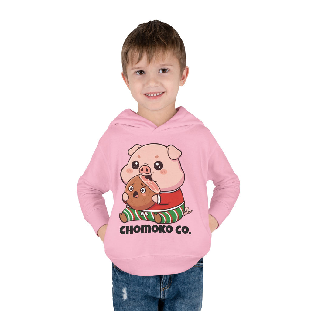 Okui in Christmas pajamas Toddler Pullover Fleece Hoodie