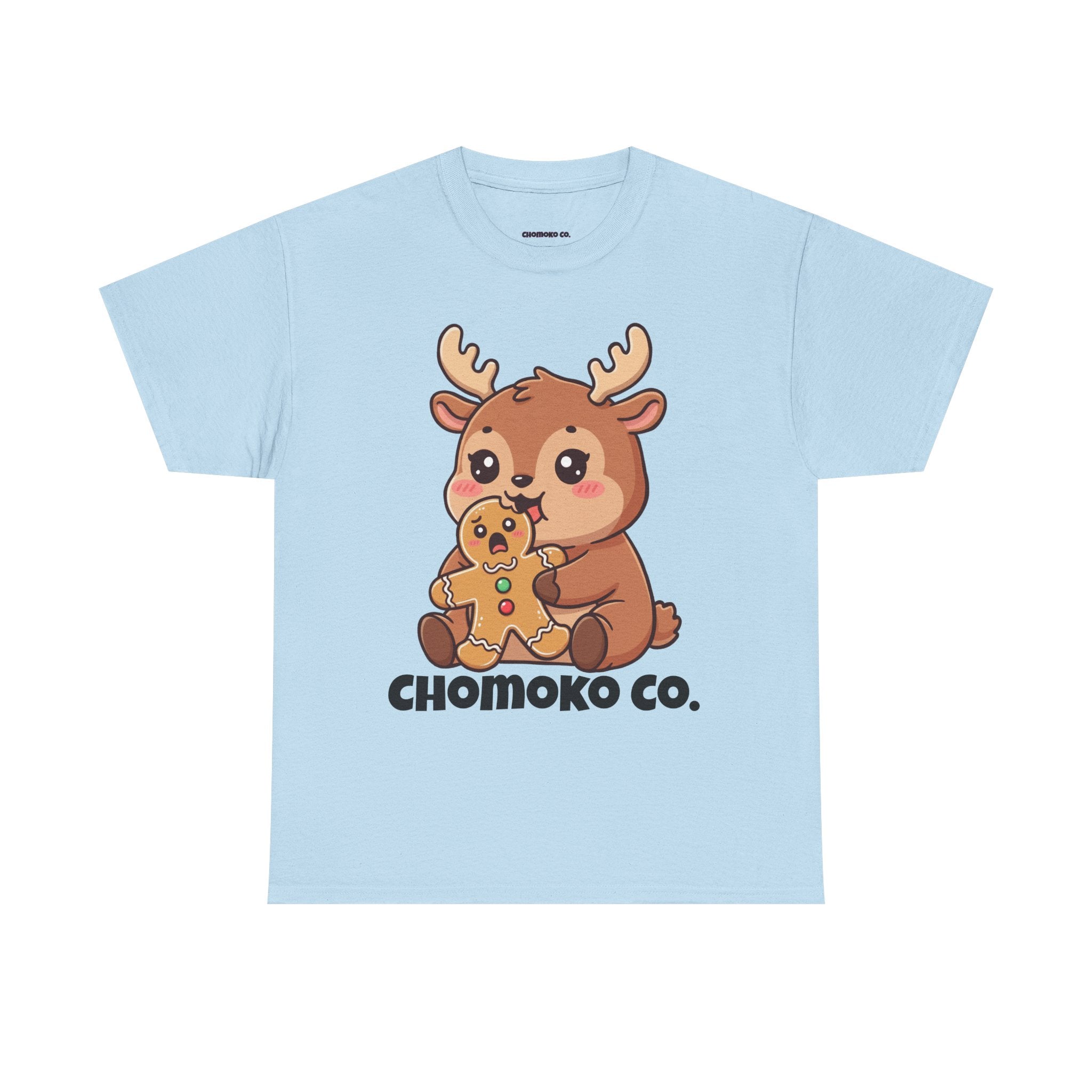 Haru eating a Gingerbread Man Sharing Tee | Christmas Cute Holiday Shirt