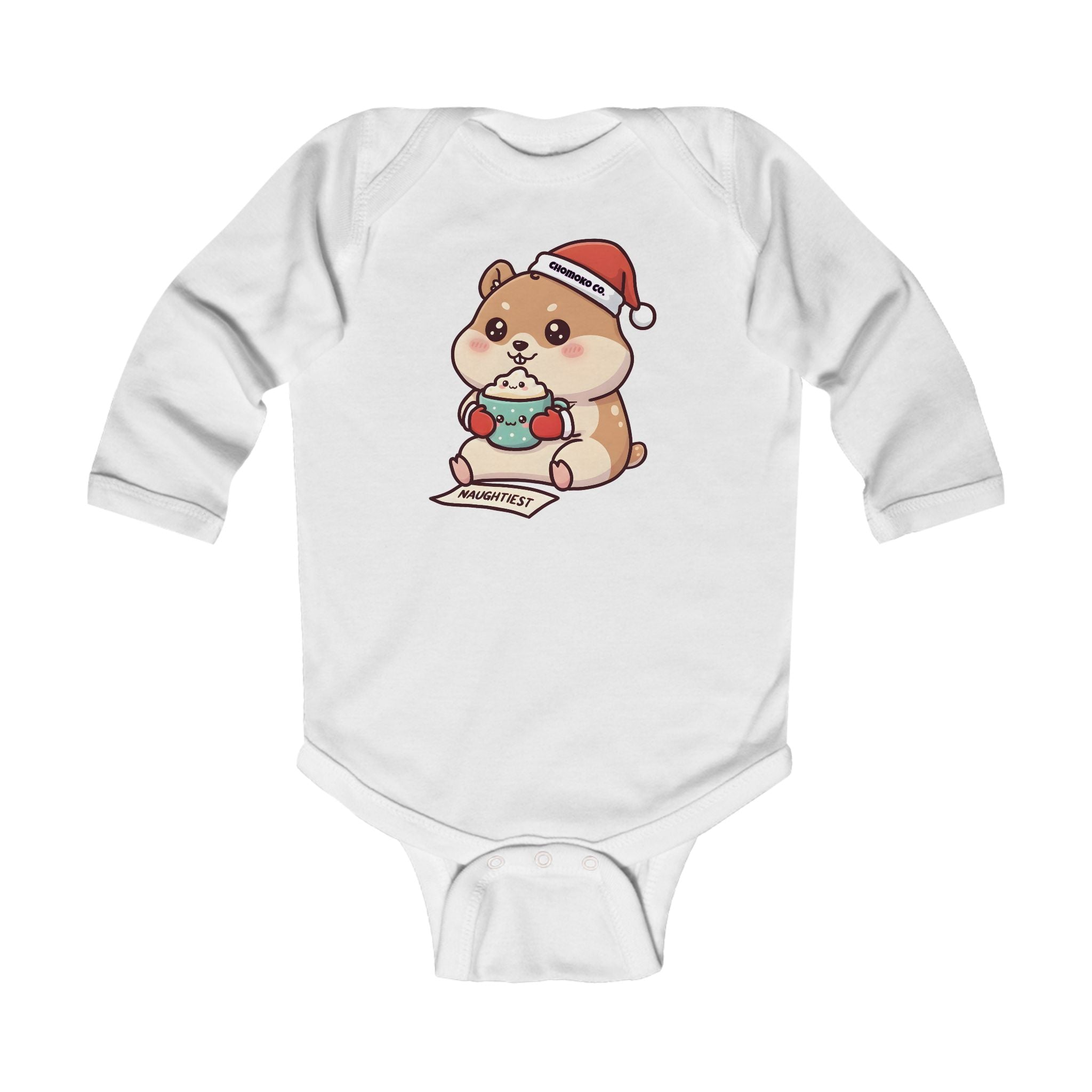 Atsu drinking Eggnog Infant Long Sleeve Bodysuit