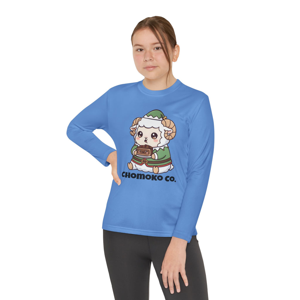 Bashi in an elf costume Youth Long Sleeve Competitor Tee
